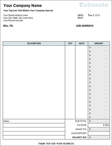 Free Estimate Template From Fast Easy Accounting