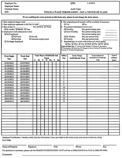 Fast Easy Accounting Contractors Bookkeeping Services Washington State Employment Security Audit Form Sample