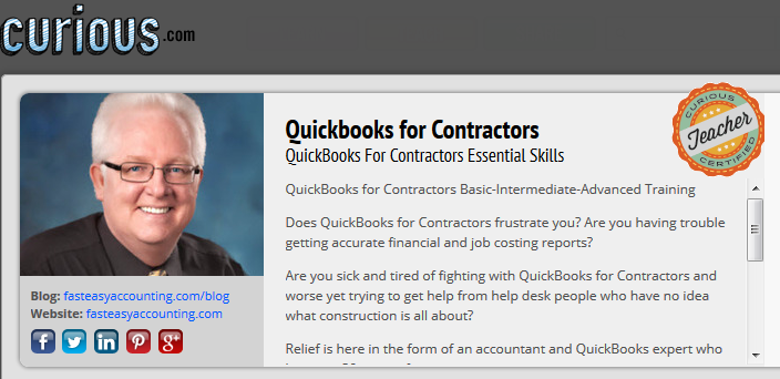 CuriousCom QuickBooks For Contractors Video Lessons From Fast Easy Accounting