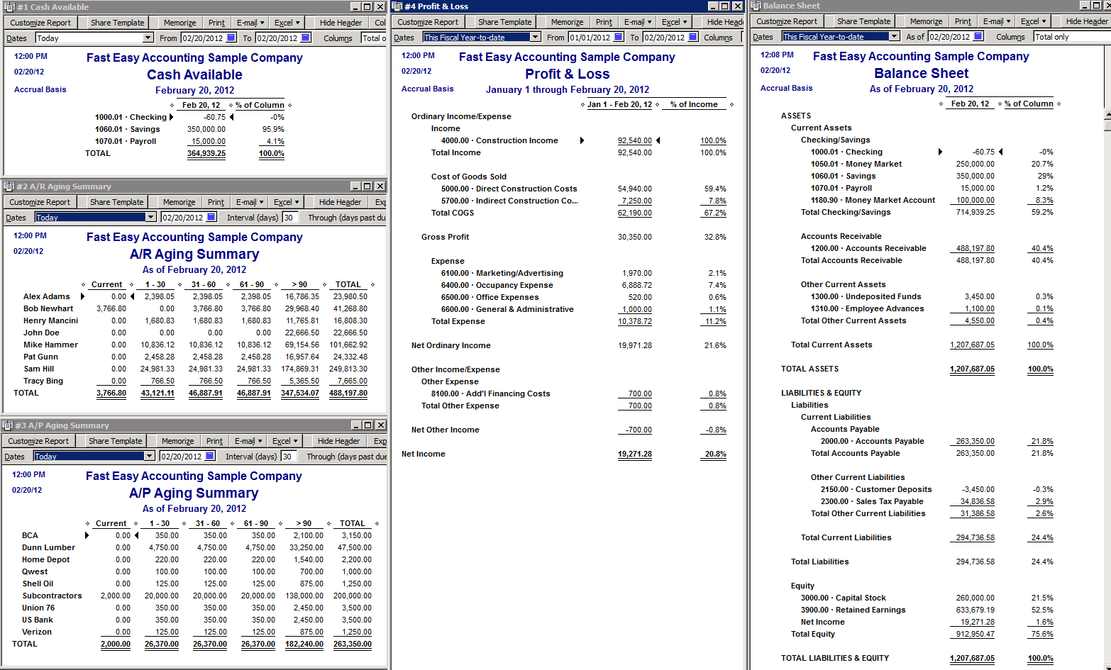 Construction Company Chart Of Accounts Quickbooks