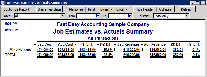 Fast Easy Accounting QuickBooks Job Progress Invoices Vs Estimates