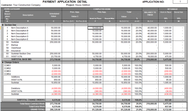 Pay Application Detail Fast Easy Accounting