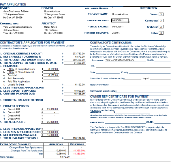 Pay Application Summary Fast Easy Accounting