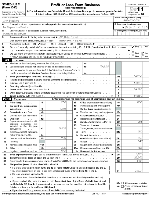 partnership tax return example