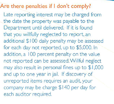 Washington State Department Of Revenue Unclaimed Property Penalties