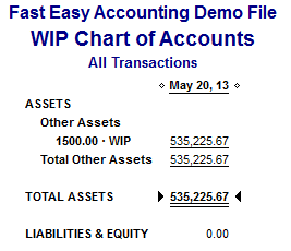 Fast Easy Accounting 206-361-3950 Work In Progress Chart Of Accounts Report QuickBooks For Contractors