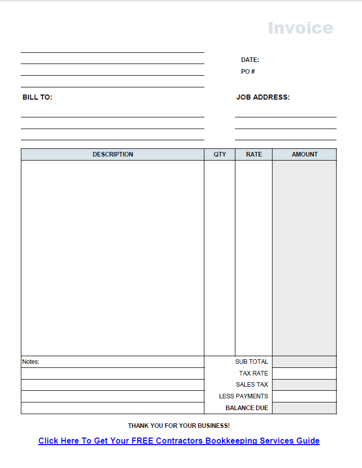 free contractor invoice template pdf free invoice