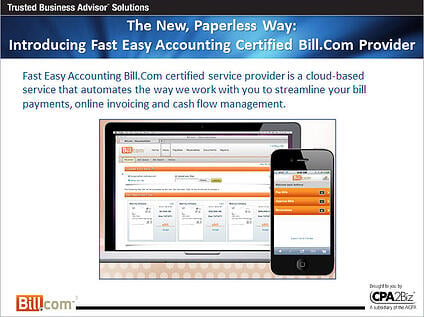 Fast Easy Accounting 206-361-3950 Bill.Com Certified Services Provider Paperless Office