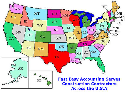 Outsourced Construction Accounting Services For Contractors All Across The U.S.A. By Fast Easy Accounting 206-361-3950